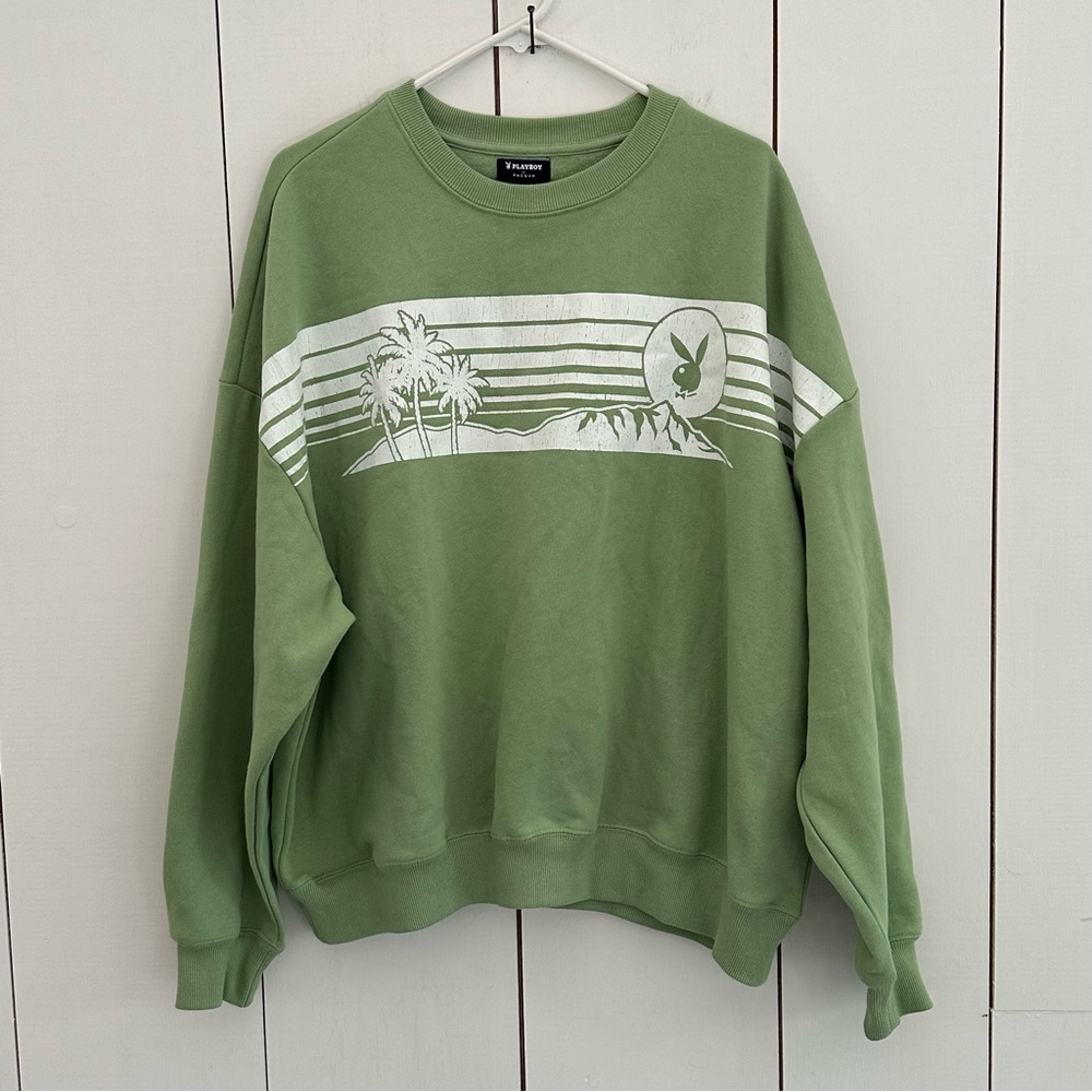 Playboy by Pacsun Sunset Oversized Sweatshirt OS Matcha Green